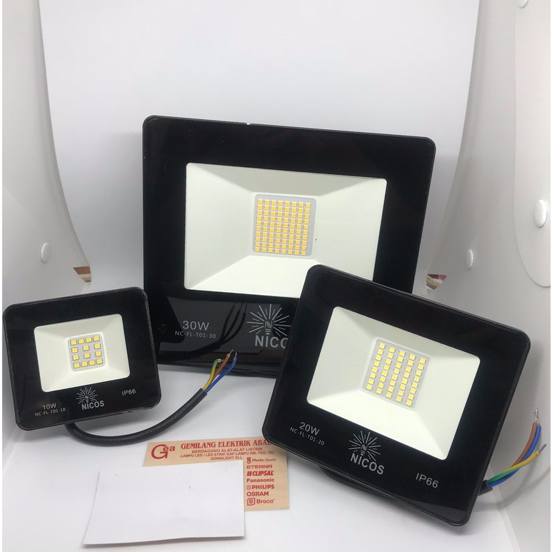 LAMPU LED SOROT OUTDOOR IP 66 20WATT 20W 20 W 20 WATT FLOODLIGHT LAMPU TEMBAK WATERPROOF NICOS IP66