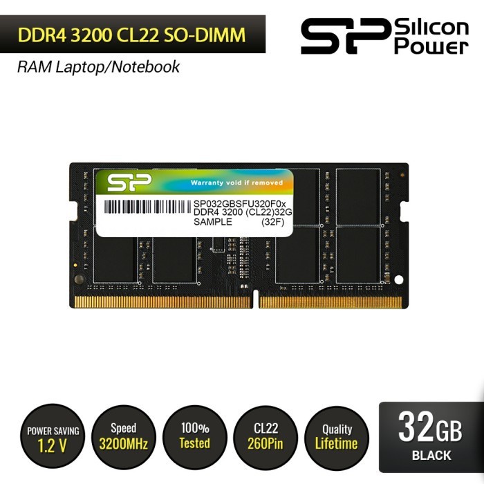 Ready DDR4 Silicon Power 3200 Mhz SODIMM RAM Laptop Notebook 32GB Garansi