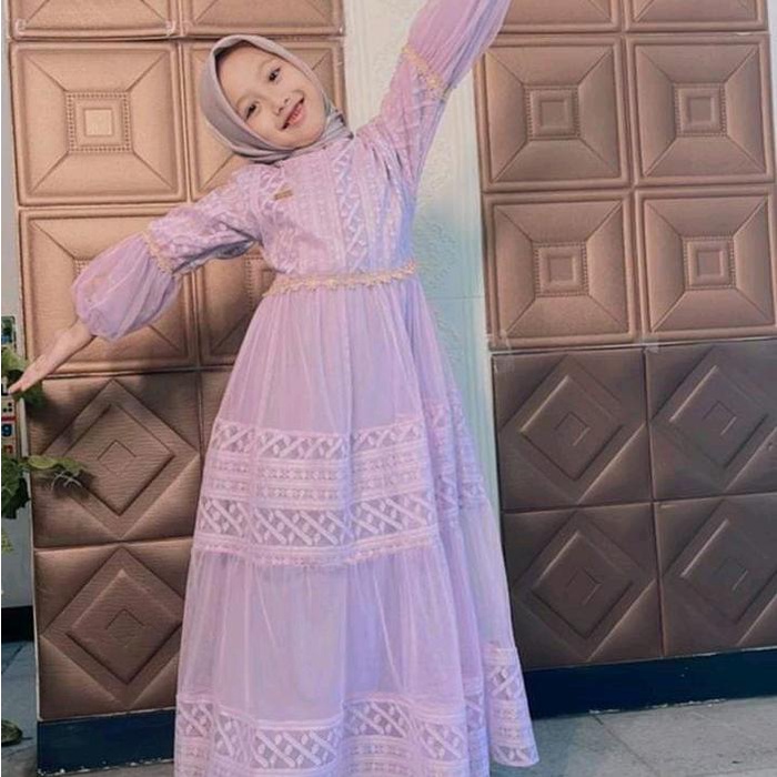 Gemyz- Dress Brukat Anak perempuan usia 3-15 tahun // OHC dress full furing Gamis Muslim Tanggung