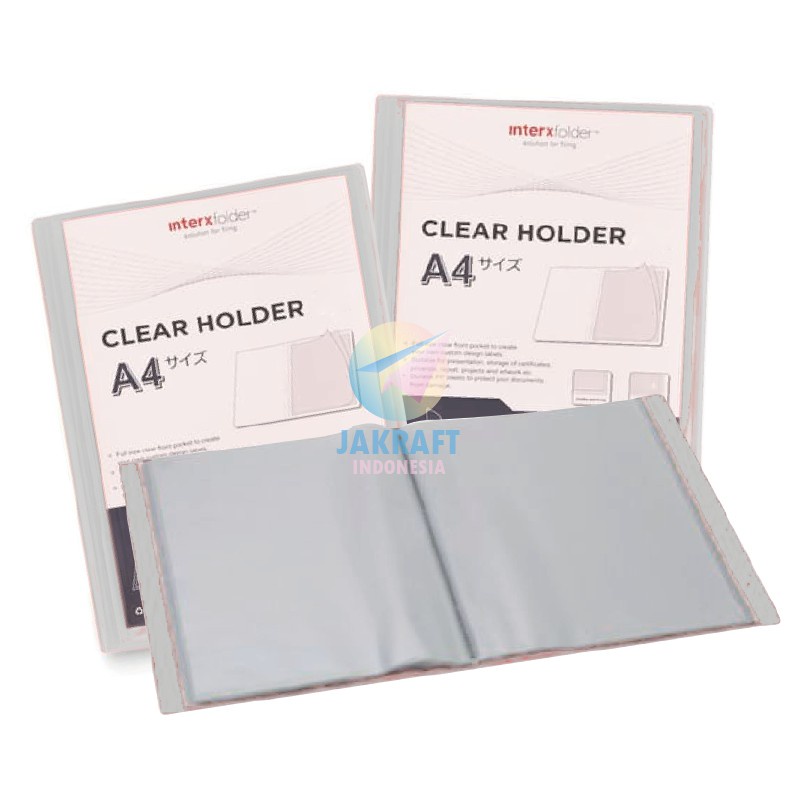 

(1 Pcs) Map Clear Holder Display Book A4 isi 20 PP Pocket Putih Bening Clear Transparan Tebal