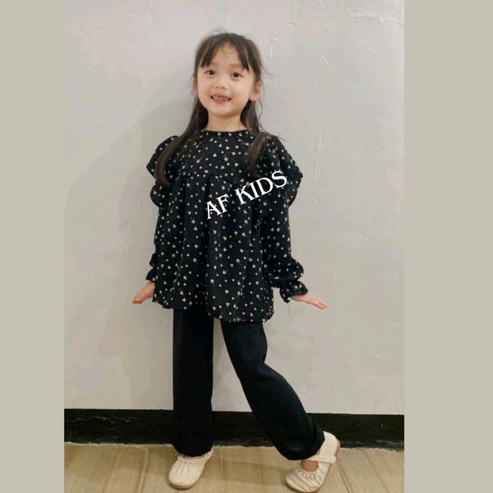 Gemiloo- Setelan Baju Anak Perempuan motif bunga Adiva 1 - 10 Tahun Cewek