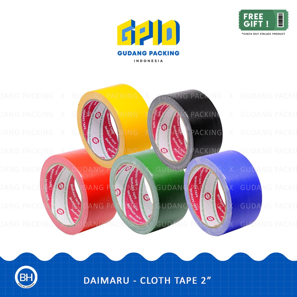 

DAIMARU - Lakban Kain Cloth Tape Hitam & Warna 2 inch 48mm x 12 m