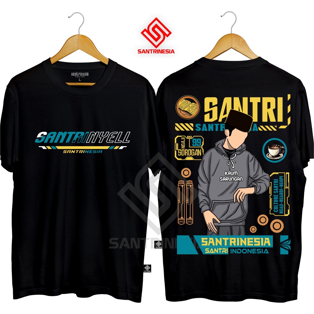 BEST Santrinesia Kaos Santri Keren Nyantri Salafy Mondok Katun Combed V13