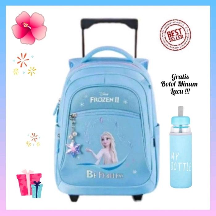 Cilgirl- Tas Ransel Troli Anak Perempuan Karakter Frozen TK SD Tas Koper Anak
