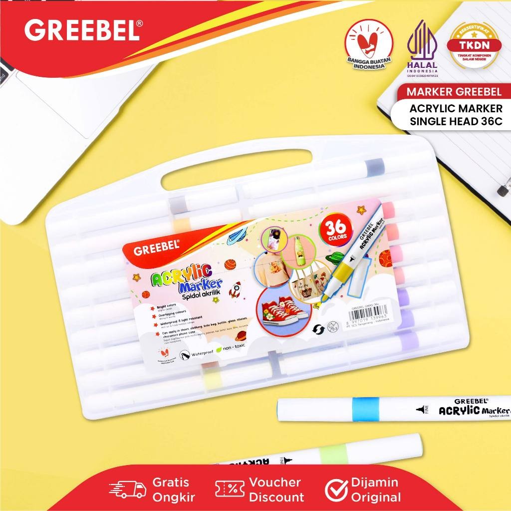 

GREEBEL Acrylic Marker / Acrylic Marker 36 Warna / Greebel Acrylic Marker Single Head Gmas 36C