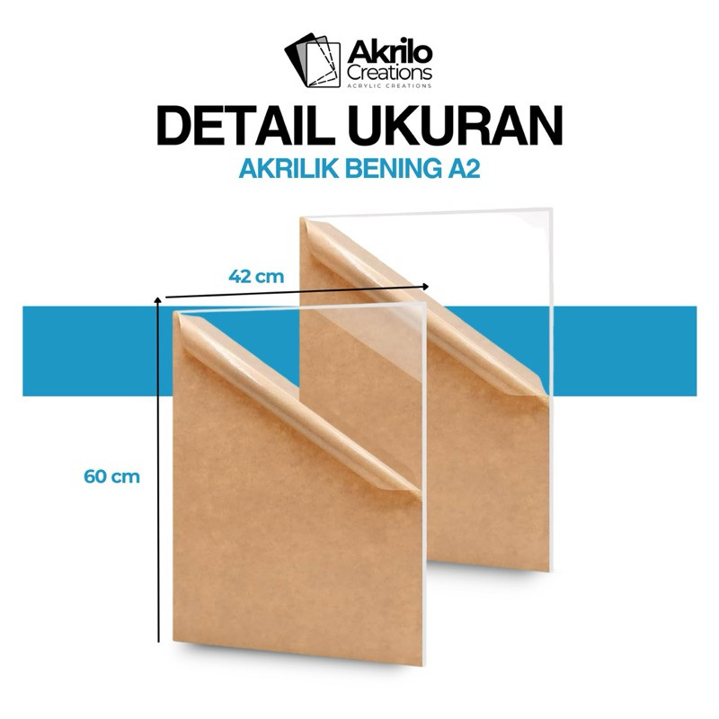 

Akrilik Transparan 2mm A2 Lembaran Acrylic Bening 42x60CM Bahan Akrilik