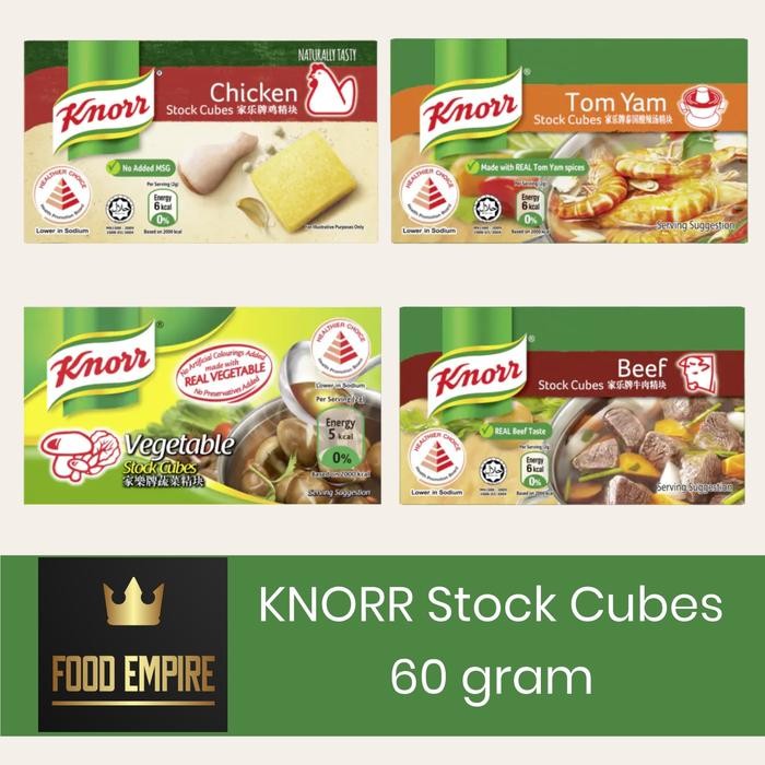 

BisaInstan- KNORR Stock Cubes 60 gram Bumbu Kaldu Chicken Beef Tom Yum Vegetable