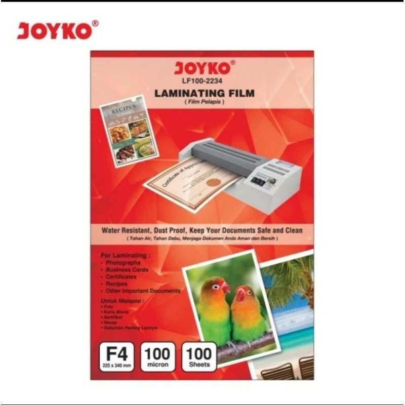 

Plastik Laminating Film F4 100 Micron Folio