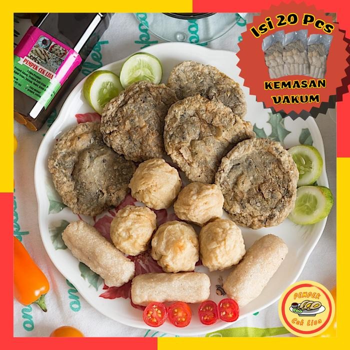 

Kirim,HariYgSama- PEMPEK PALEMBANG KECIL PAKET CAMPUR ISI 20PCS/1KG + CUKO