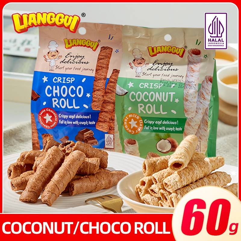 

[HALAL] [ LIANGGUI ] WAFER COKELAT ROLL I CRISP CHOCO ROLL COKLAT CRISP COCONUT ROLL VIRAL WAFER