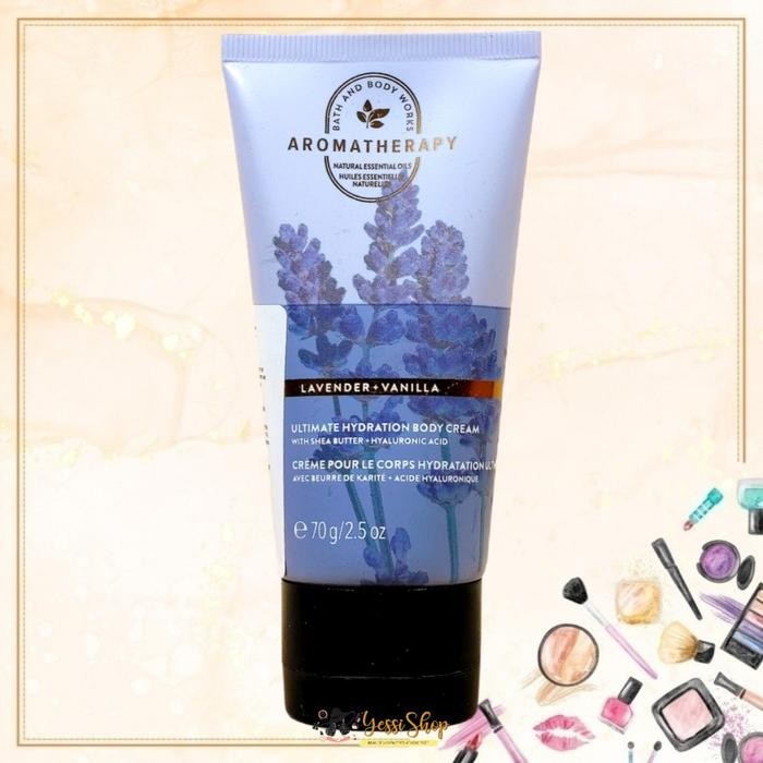 ready stok bbw aromatherapy lavender + vanilla sleep ultimate hydration body cream 70gram (original