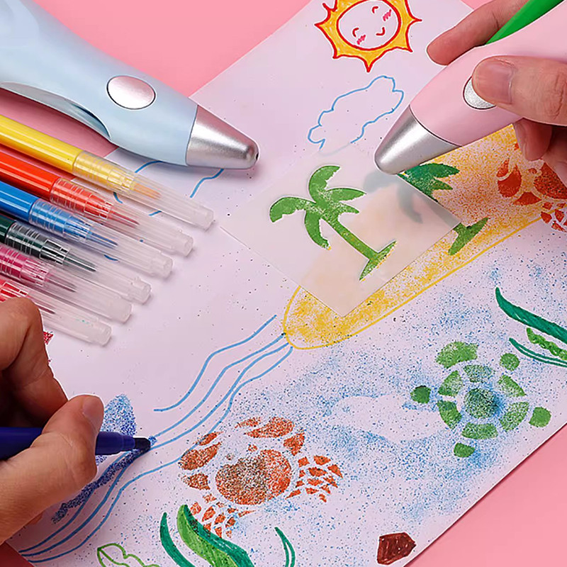 

Electric Watercolor Spray Pen Children Hand-Painted Color Paintbrush Washable 12 Color Spray Pen