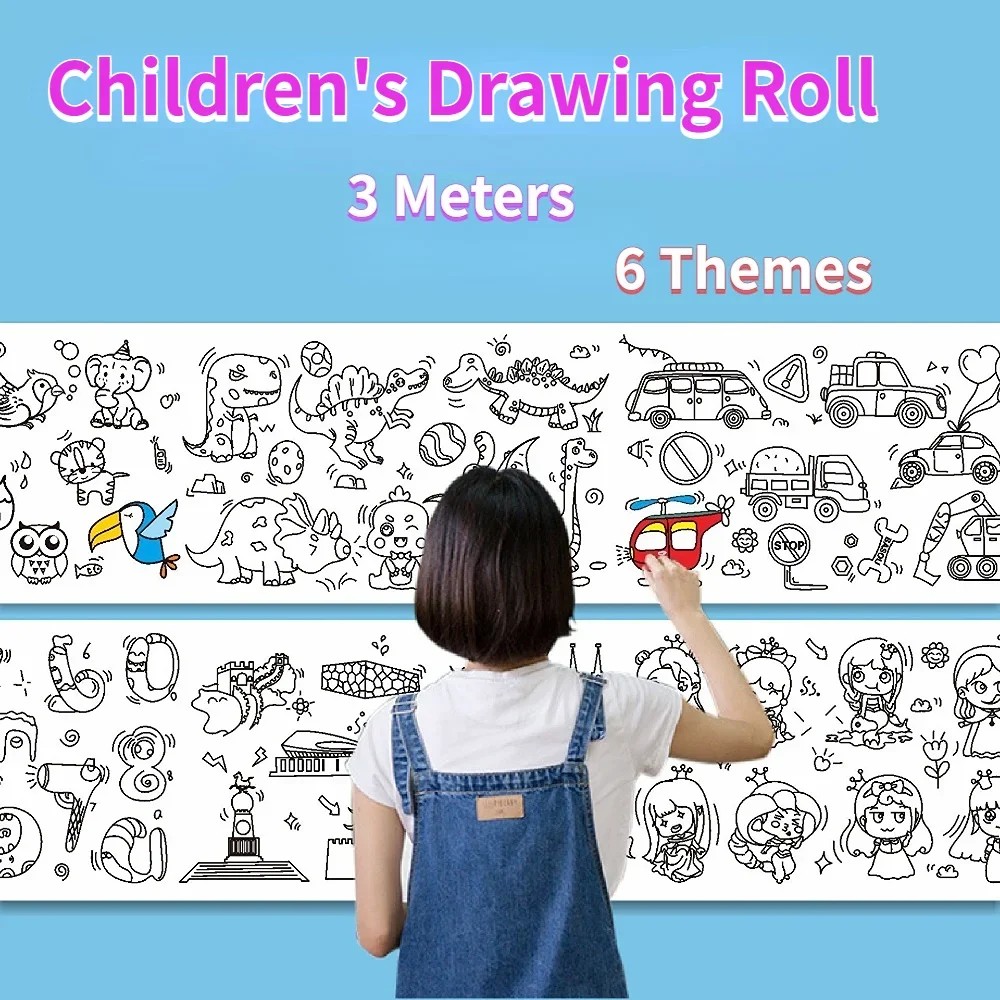 

Drawing Roll Diy Coloring Paper Roll Color Filling Paper Graffiti Scroll Paper-Cut Kids Painting Toy