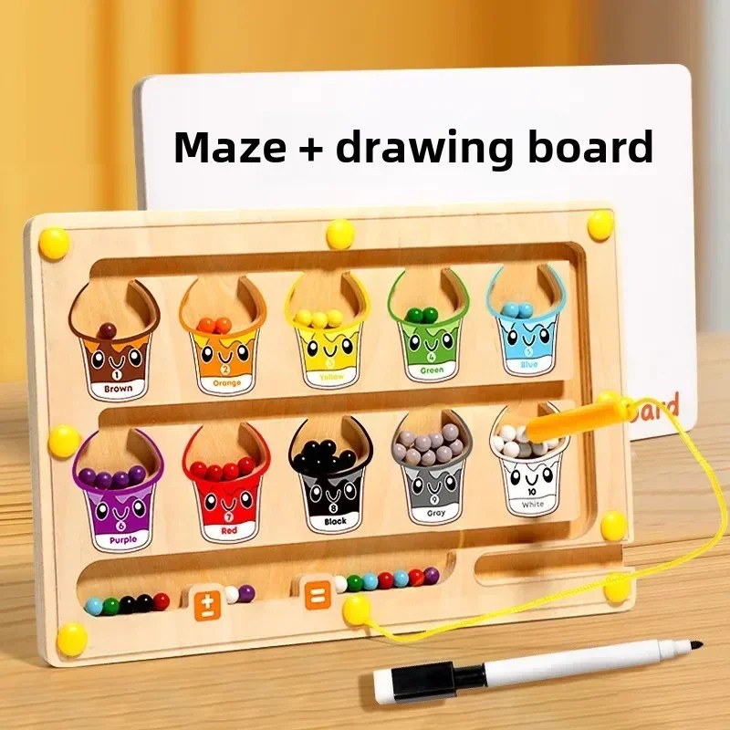 

2 In 1 Magnetic Color Sorting Maze & Drawing Board Toddler Montessori Toys Number Matching Learning