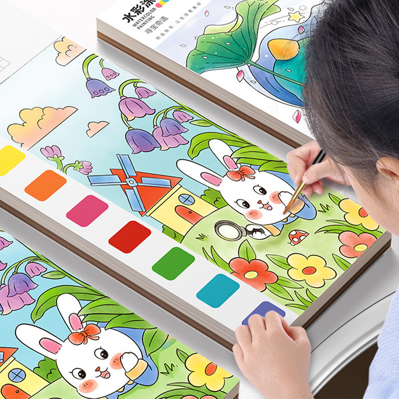 

12Pages Coloring Books Portable Watercolor Painting Book Graffiti Picture Books Painting Drawing