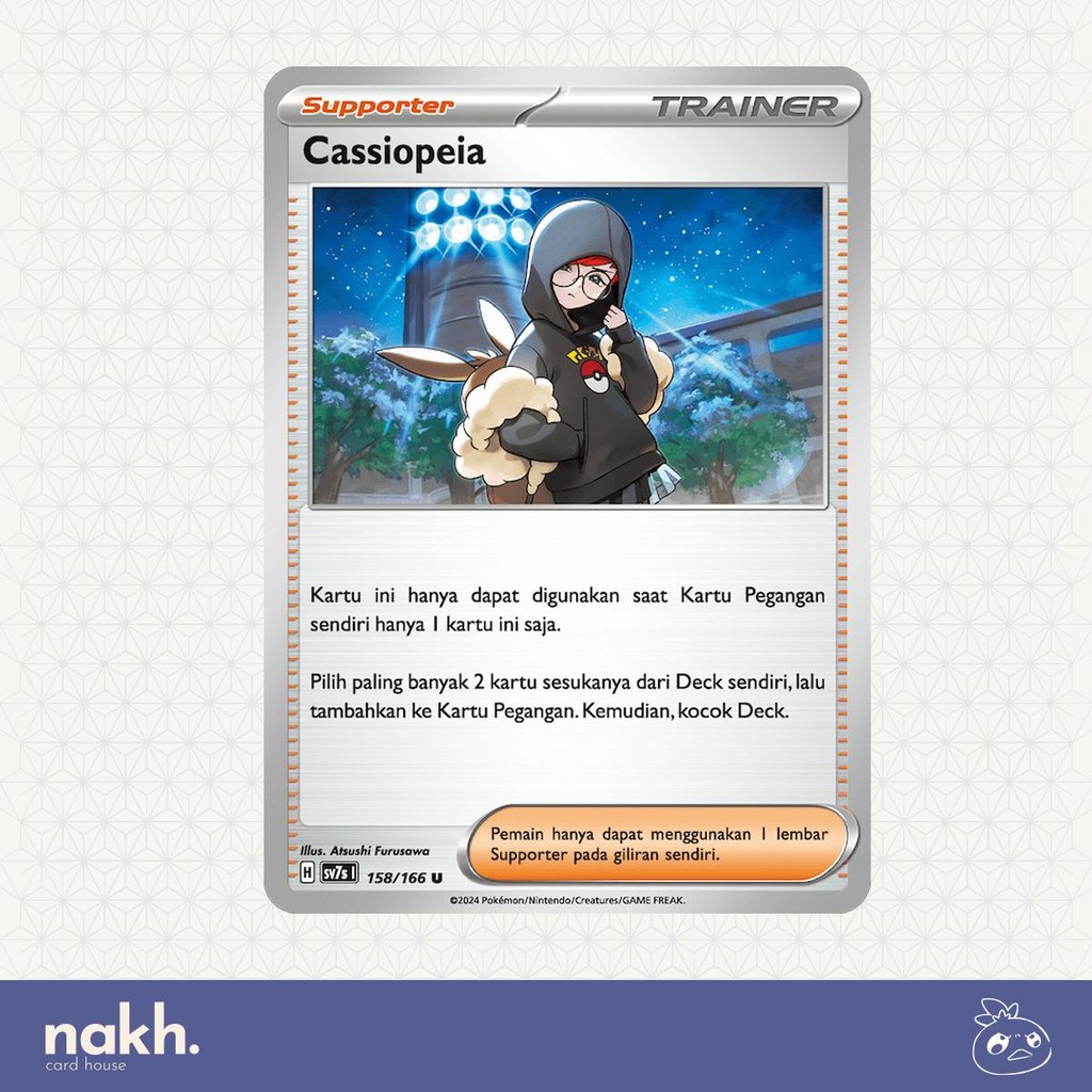 Kartu Pokemon TCG Indonesia bimbingan rasi sv7s 158/166 Cassiopeia‌