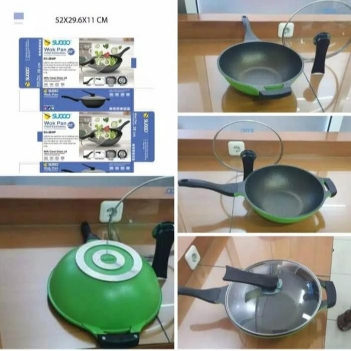 ready stok suggo fry wok pan wajan panci penggorengan marble professional anti lengket anti gores 30