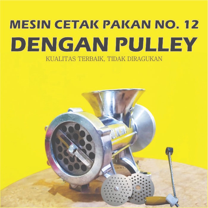 ready stok mesin cetak pelet no.12 pemotong luar mata 2 dengan pulley mesin pencetak pelet original