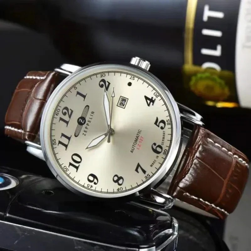 NEW 2025 FASHION ZEPPELIN HINDENBURG SERIES AUTOMATIC DATE LEATHER MEN'S BUSINESS QUARTZ GIFT WATCH