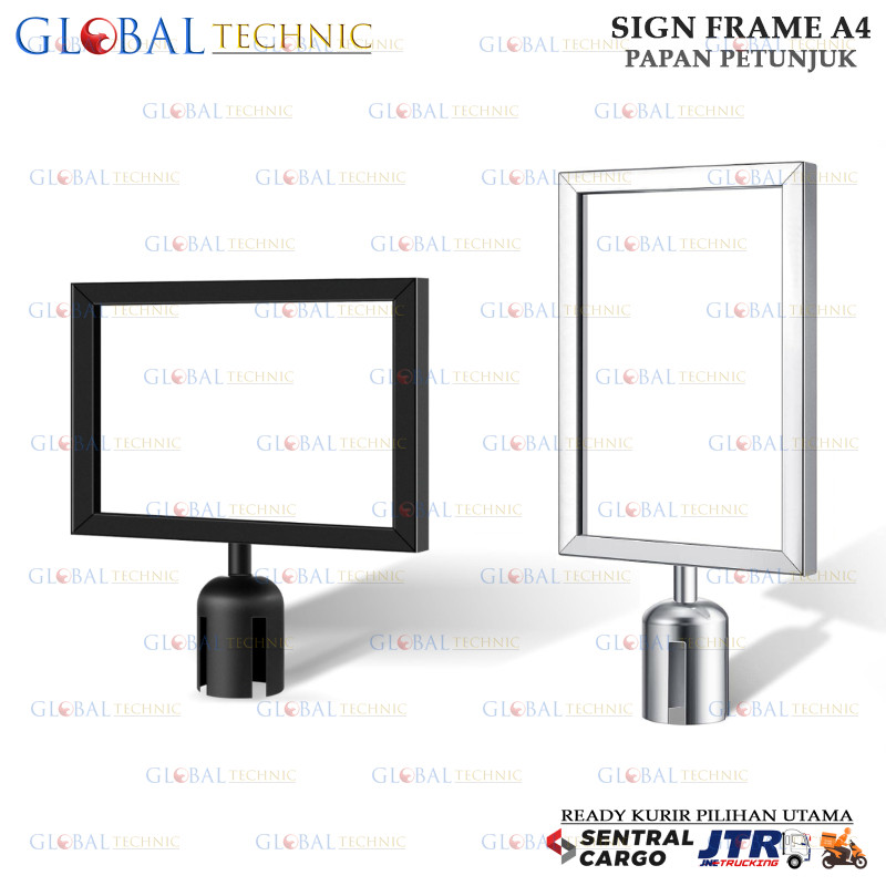 

Sign Frame A4 Standing Holder Signage Poster Stainless / Papan Petunjuk Tiang Antrian