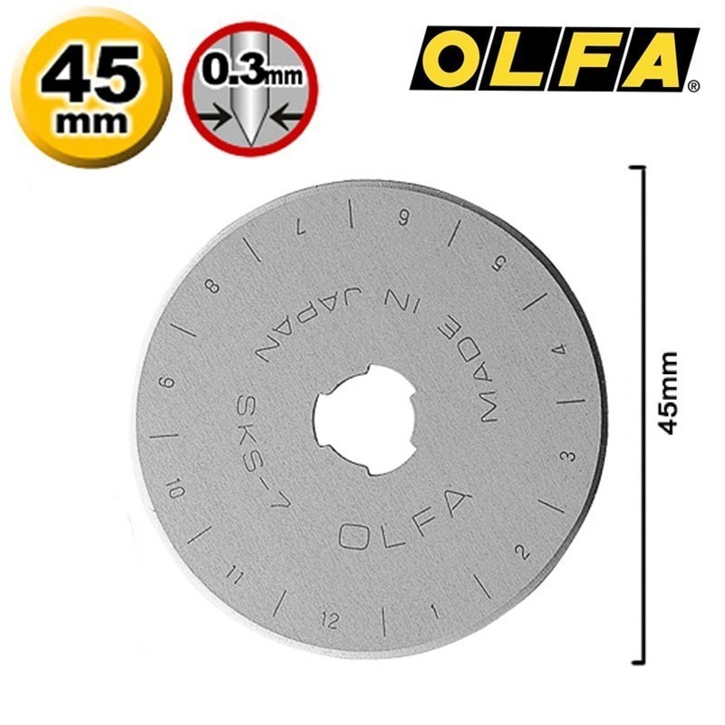 

OLFA RB45-1 Refill Rotari Cutter 45 mm (1 pc / Pack) RB45 RB-45 Standard Rotary Blade Diameter 45mm