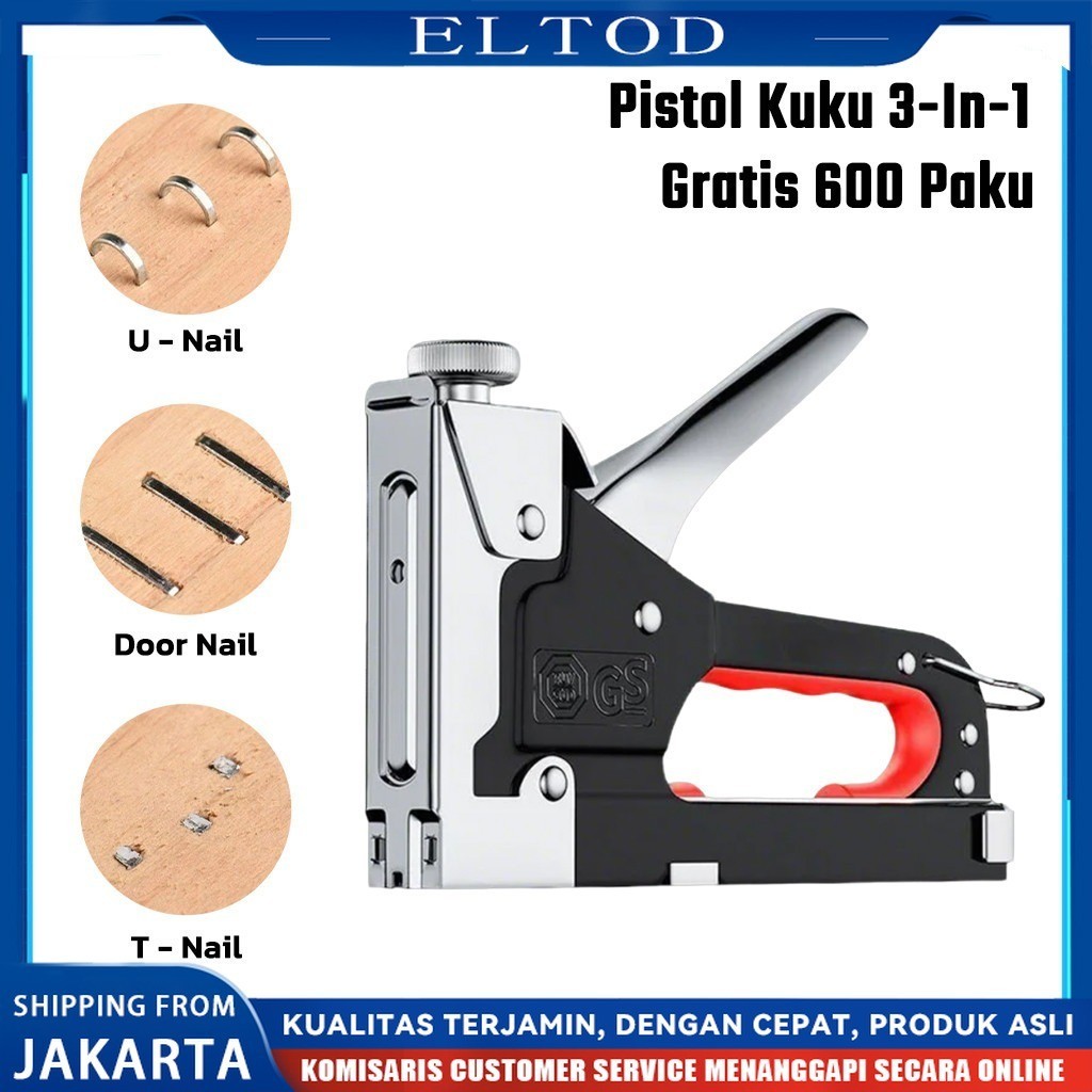 

Gratis 600 paku 3 In 1 Pistol Kuku Pistol Stapler Konstruksi Konstruksi Furnitur DIY Pelapis Pelapis
