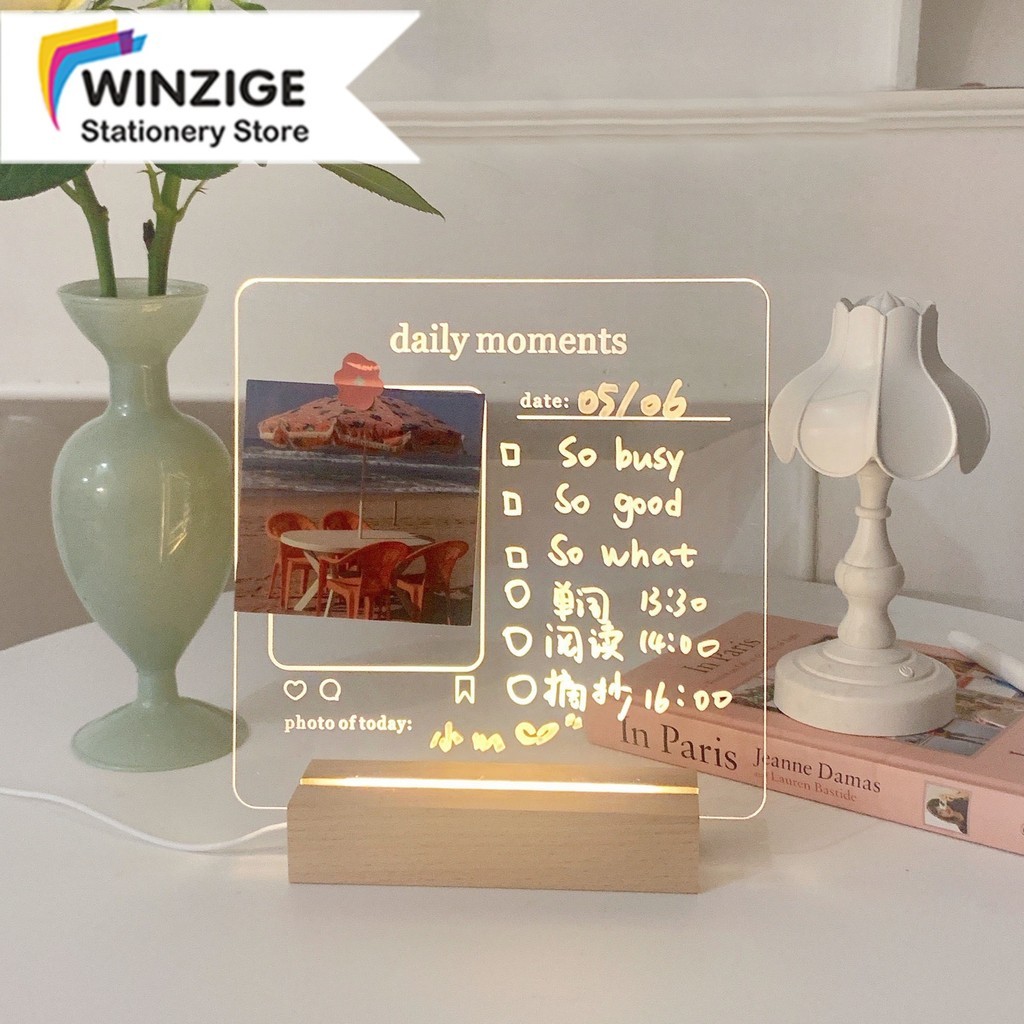 

Winzige acrylic note board message with led stand board planner schedule to do list acrylic acrylic