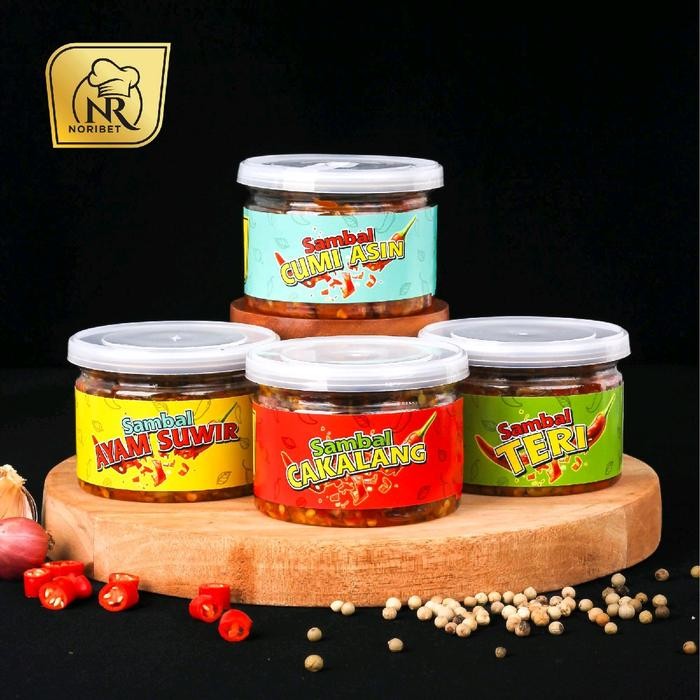 

NewZbgt- NR Noribet Paket 4 Set Sambal Ikan Cakalang - Cumi Asin - Teri Medan - Ayam Suwir