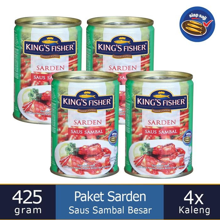 

NewZbgt- King's Fisher Paket 4 pcs Sarden saus sambal 425g Makanan Kaleng