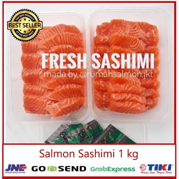 

NewZbgt- Ikan Salmon Sashimi 1 kg Fresh Segar (FREE SOYU dan WASABI)