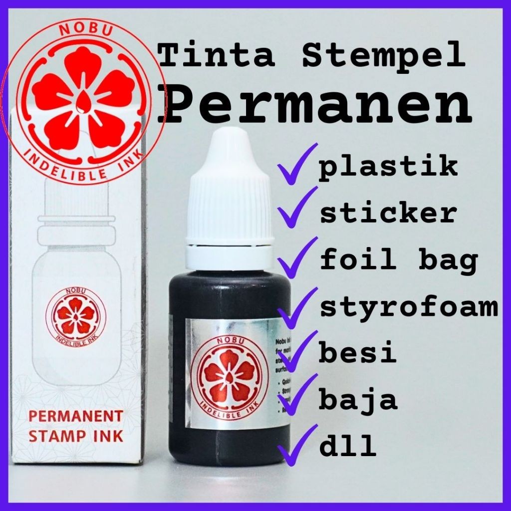 

Tinta Stempel Permanen Nobu Ink ke Plastik Kemasan Botol Sticker Foil Bag - Expired Date Tanggal