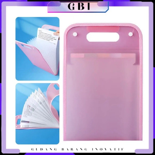 

GBI Tas Dokumen A4 Folder Map Kerja Document Tas file Handle Warna Transparan Anti Air Multi Layer