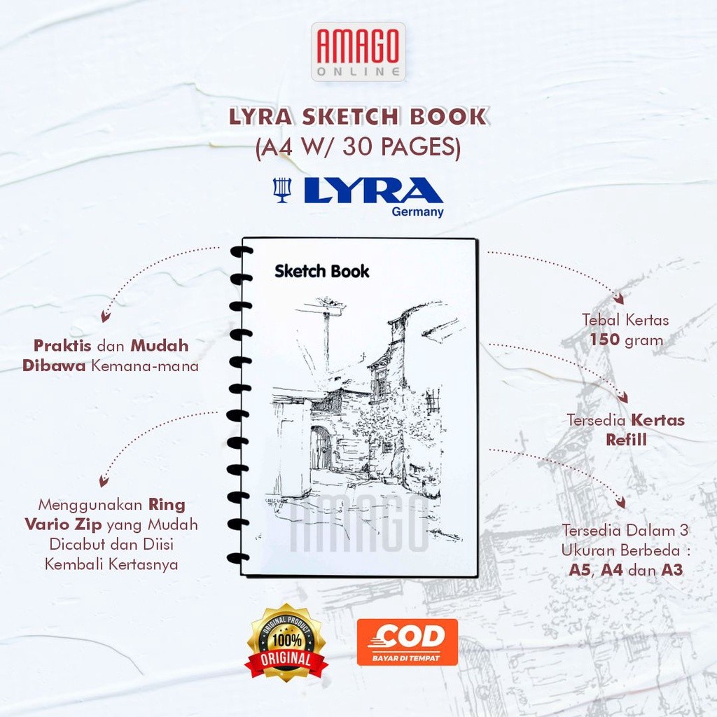 

LYRA Sketch Book A4 30 Pages Sheets 150 gsm Buku Sketsa Menggambar Sketchbook Premium Professional