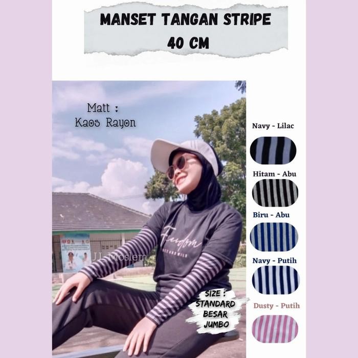 Hijara- Manset garis lengan panjang pria wanita panjang 40 cm motif zebra
