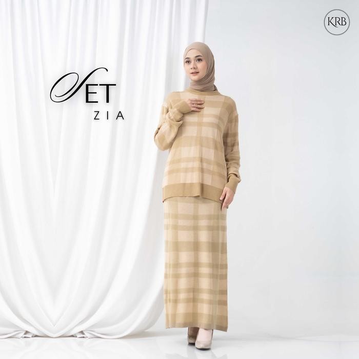 Syamira- KRB One Set Rajut Zia - Blouse Rajut Dusty Pink - Rok Rajut - Setelan Rajut - Knit One Set