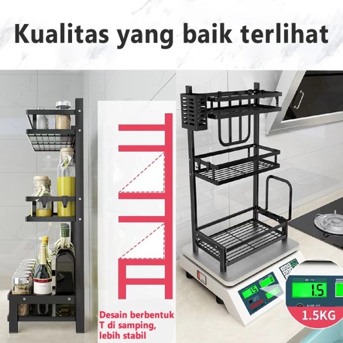 Rak Bumbu Dapur Stainless Steel Rak Penyimpanan Dapur Rak Bumbu Rak Dapur Stainless 3 Susun 2 Susun