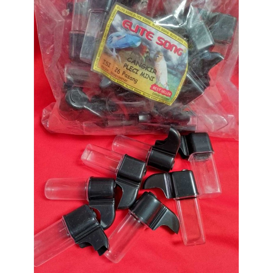 TERUJI CEPUK TABUNG KECIL PLECI ELITE SONG 1 PAK ISI 26 PCS DISPENSER PENDEK WADAH TEMPAT PAKAN