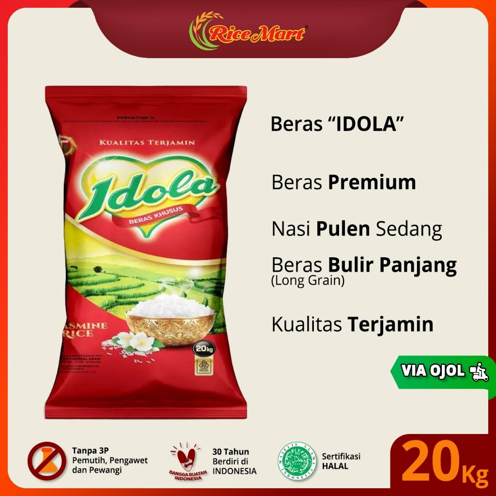 

Beras IDOLA 20 kg [OJOL] - Beras Premium - Pulen Sedang - Produk Indonesia