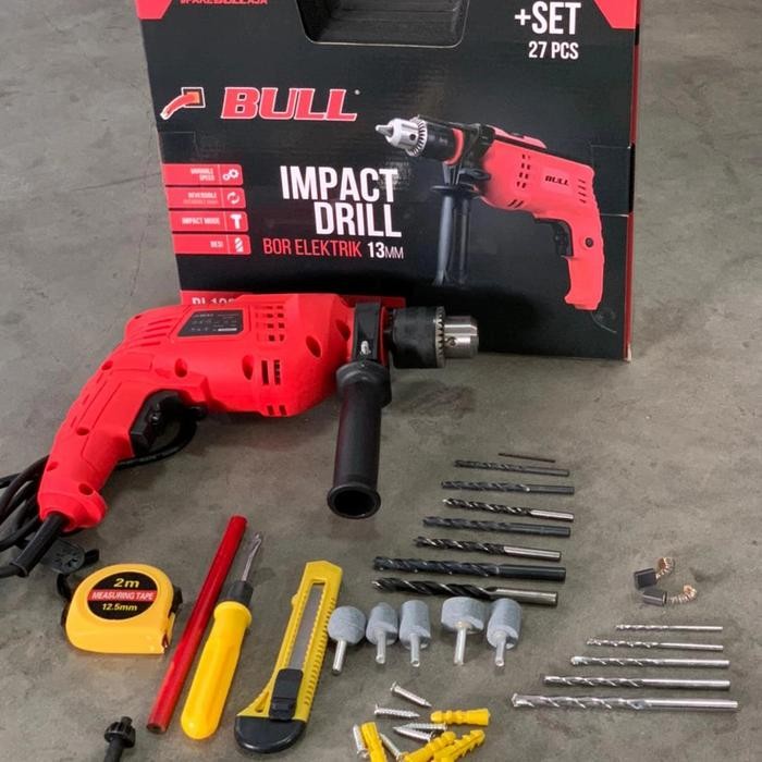 Mesin bor impact BULL BL13ST 13mm set/ mesin bor beton Bull