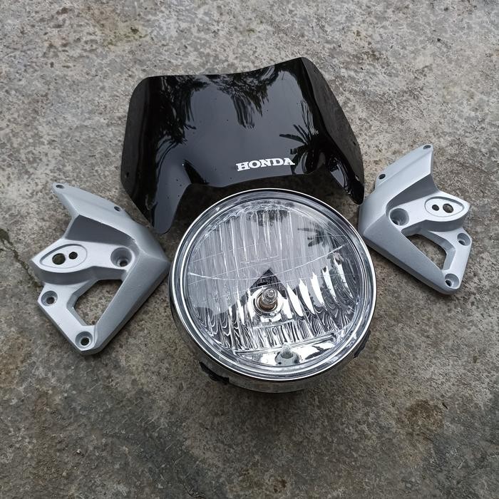 PREMIUM lampu depan tiger revo barong set breket dan visor