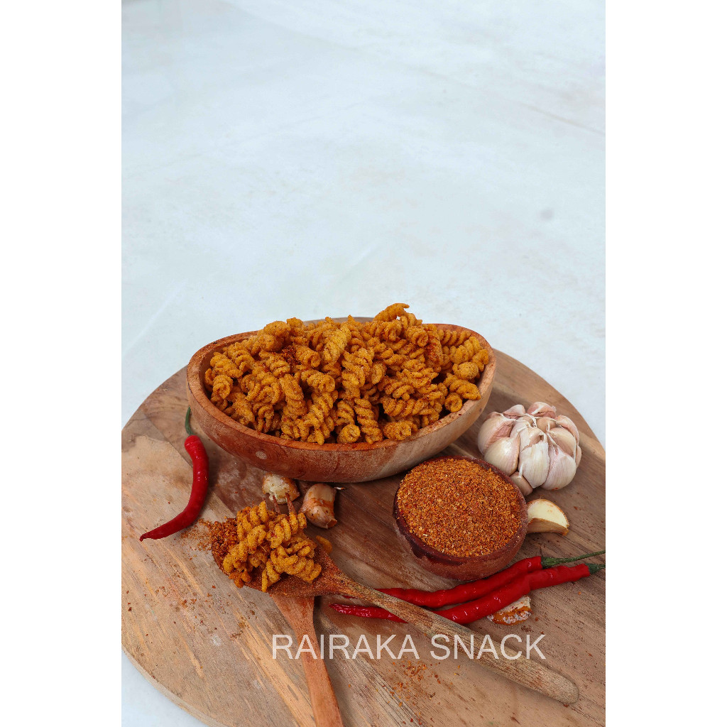 

Sajiandapur Makaroni Spiral Rairaka 1Kg, Kriuk Pedas Gurih Bikin Nagih !!!