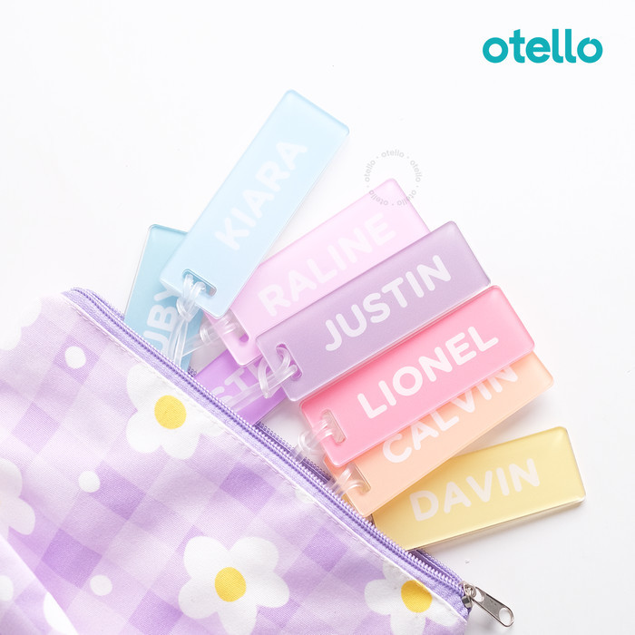 Custom Bag Tag Anak Pastel Rectangle Printing Gantungan Koper Tas Free