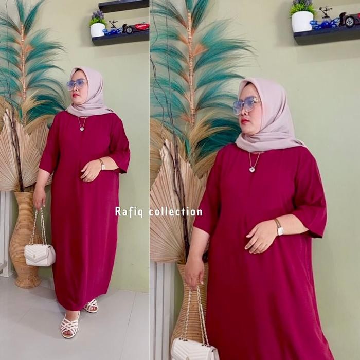 Layali- Daster Gamis LD 120 & LD 130cm Lengan 3/4 Busui Cey Crinkle
