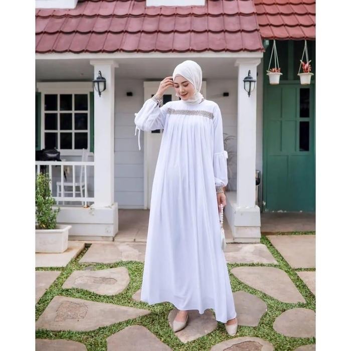 Layali- Gamis Putih Jumbo Gamis Putih Polos Wanita Dewasa Audery Dress Remaja Kekinian Size