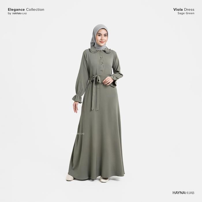 Layali- HAYNA Viola Dress (Sage Green) - Daily Dress Busui Friendly Korean Style Gamis Wanita