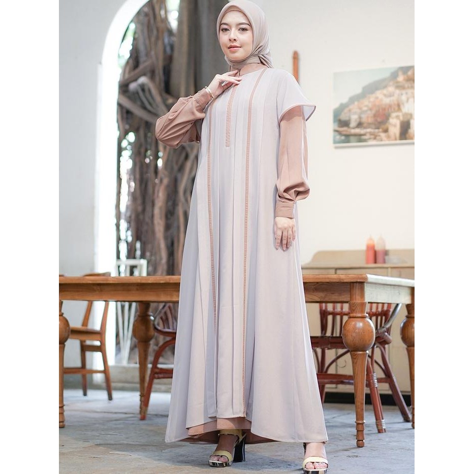 Layali- Meisya Dress Gamis Wanita Cewek Simple Premium Elegan Original Kekinian Terbaru Makkata