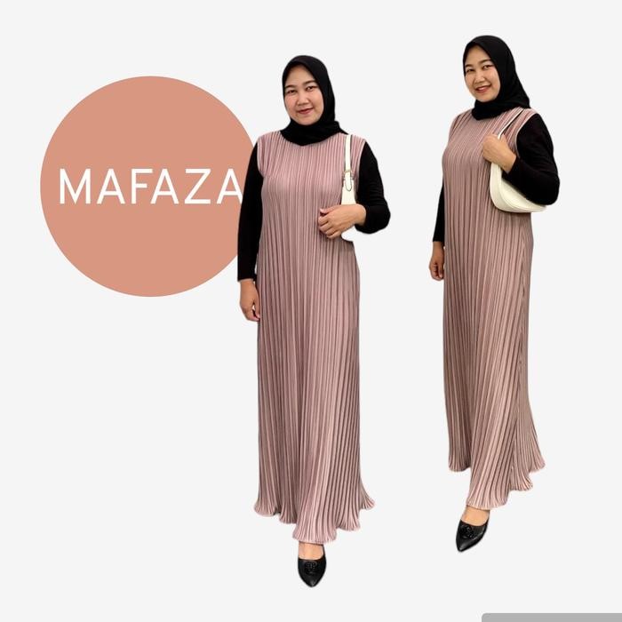 Layali- Inner Dress Plisket Oversize - Gamis Plisket Tanpa Lengan Casual - Inner Long Jumbo