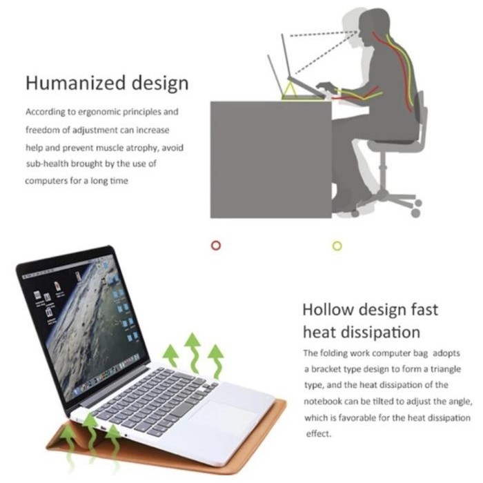 Tas Sleeve Envelope Bag Stand Macbook Laptop 13 Dan 14 Inch Kulit - Asli