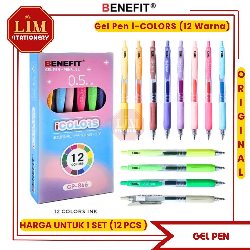 

UM1 Pulpen Gel i-COLORS GP-866 (12Warna) Benefit