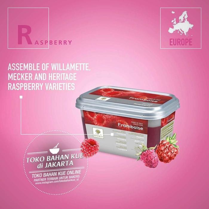 

RaviFruit PUREE Buah Framboise Premium 1kg Ravi Fruit Frozen Raspberry